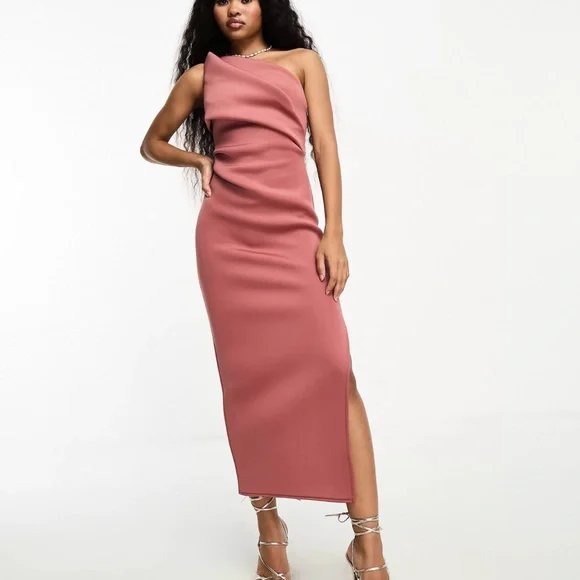 ASOS Petite Dresses Asos Design Petite Pleated One Shoulder